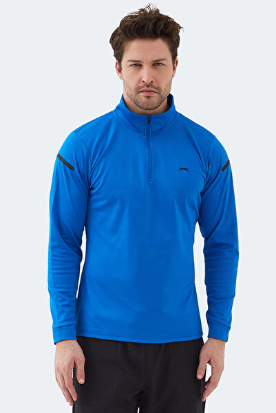 Slazenger Intimate I Men's Mock Neck Zippered Cobalt Blue Sweatshirt