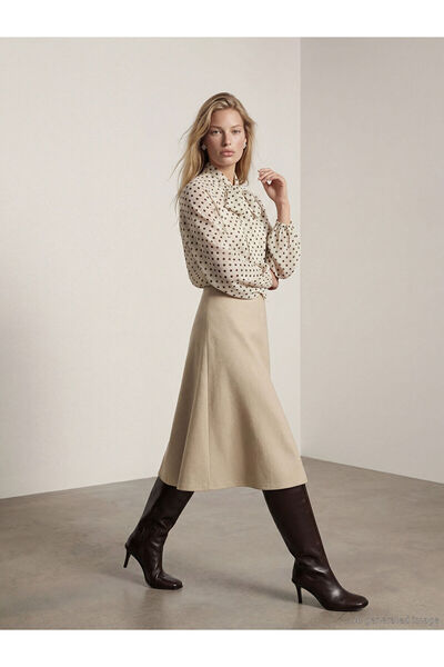 LC Waikiki Beige A-Line Skirt with Elastic Waist