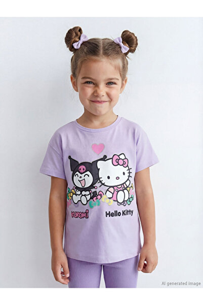 LC Waikiki Hello Kitty Printed Girls Combed Cotton T-Shirt and Leggings