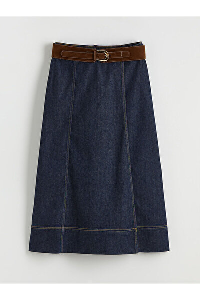 LC Waikiki Esse Collection Индиго пола с висока талия и А-образен силует