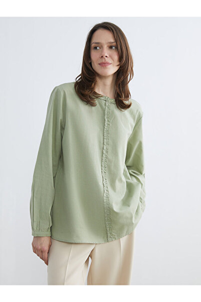LC Waikiki Lcw Grace Green Judge Collar Ruffle Blouse with Nevavm Difference ...