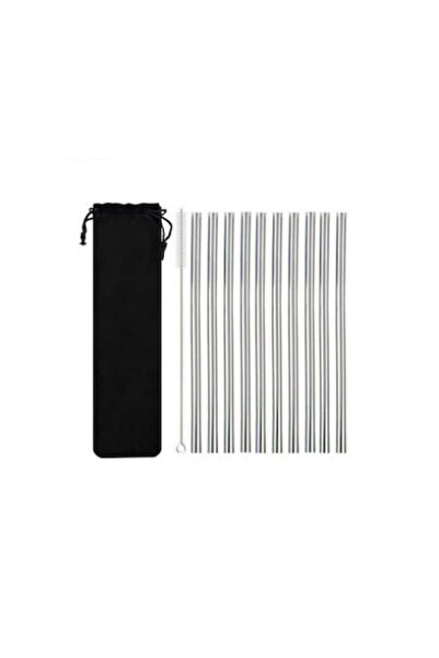 Gonga Set of 10 Reusable Metal Straws, Silver, Gonga®