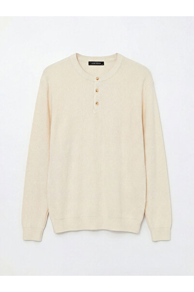 LC Waikiki Ecru Crew Neck Men's Knitwear Sweater