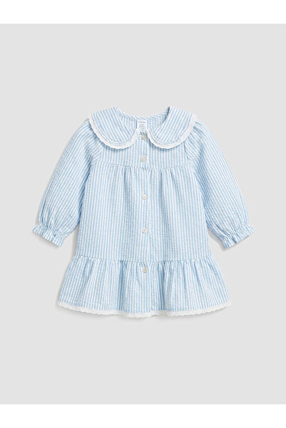 LC Waikiki Ecru Peter Pan collar Striped Baby Girl Dress