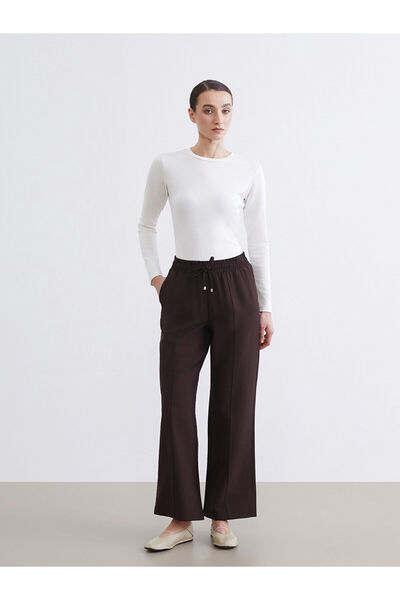 LC Waikiki Peak New Season Elastic Waist Wide Leg Women's Trousers