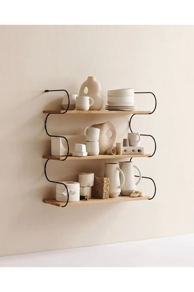 zmtdesign ZMT Design LoopLine 3’lü Ahşap Raf Ünitesi