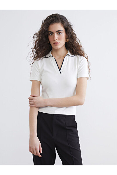 LC Waikiki Ecru Polo Neck Women's T-Shirt