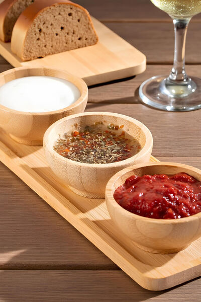 tutku home Bambu Standlı 3'lü Sosluk (20*6,5 cm)