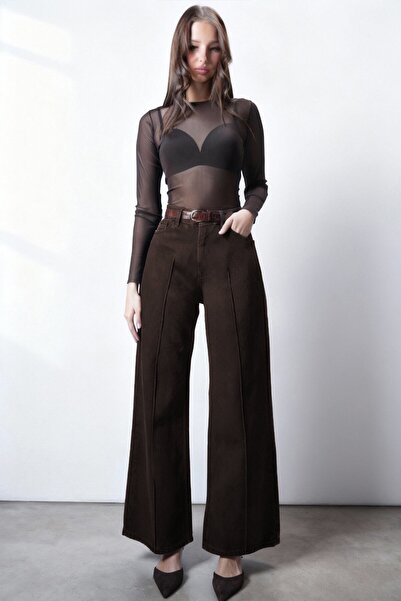 VAGGON Bitter Brown Belted Palazzo Jeans