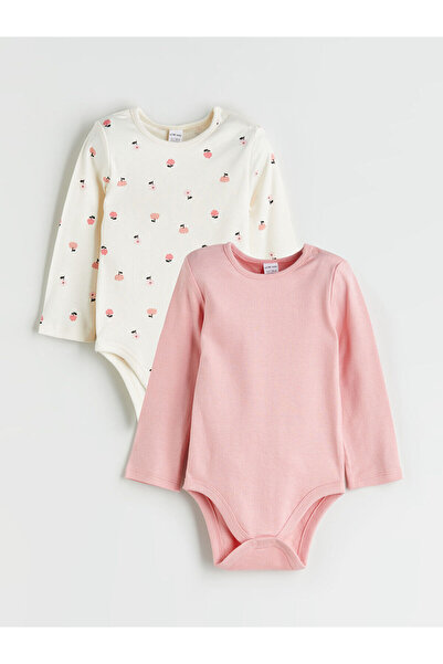 LC Waikiki Ecru Printed Girls Long Sleeve Baby Snap Body Set of 2