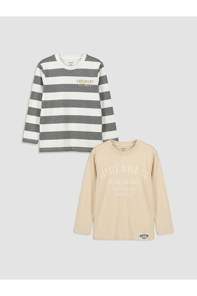 LC Waikiki Бежова тениска с велосипедна яка за момчета, 2 броя