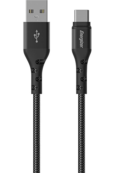 Energizer كابل USB-A/USB-C معزز، بطول 2 متر، أسود مضفر