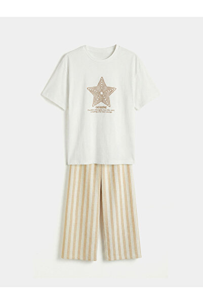 LC Waikiki M&B Collection Екру велосипедна блуза с принт на момичешко тениска...