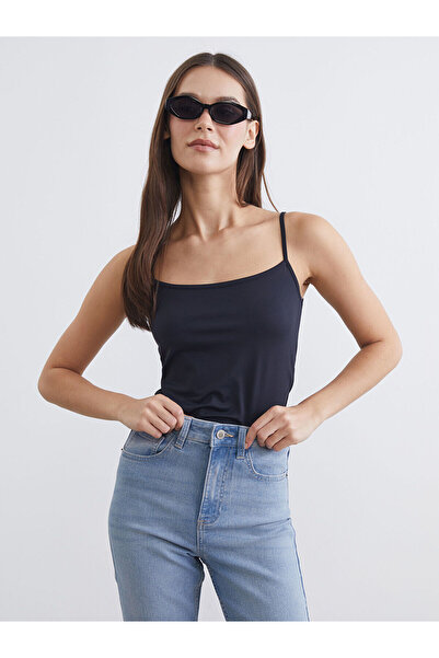 LC Waikiki Black U-Neck Strap Women's Tank Top