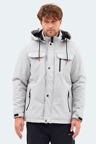 Slazenger Gleam Men's Hooded Stone Gray Coat & Jacket