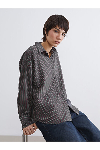 LC Waikiki Nevavm Striped Oversize Women's Shirt with a Difference