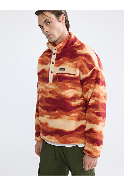 LC Waikiki Özmarka New Season Stand Collar Patterned Fleece Men's Sweatshirt