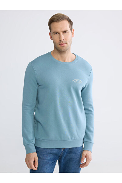 LC Waikiki سويت شيرت سميك للرجال مطبوع عليه ياقة الدراجة من Peak New Season