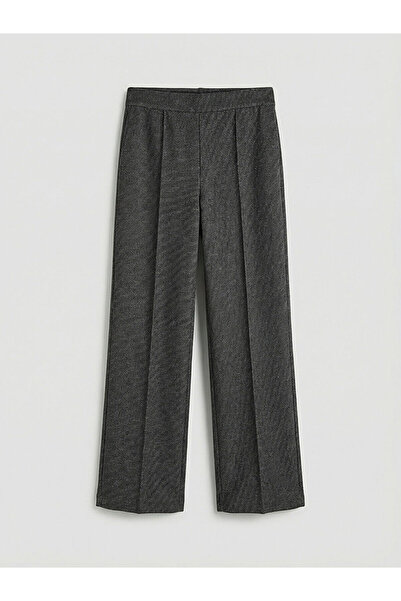 LC Waikiki Anthracite loose fit patterned women's pleated pants