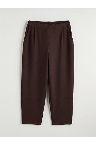 LC Waikiki Brown Pleated Women's Sweatpants with Elastic Waist