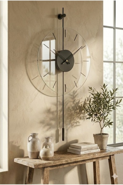 ASA KONSEPT Primera Glazing Black Modern Dekoratif Duvar Saati