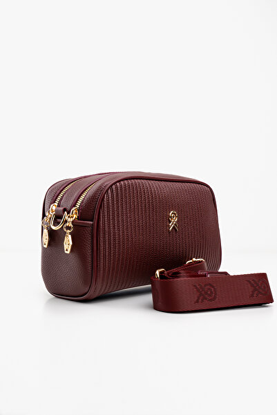 Les Crioch Дамски портфейл с две отделения в цвят бордо с аксесоари, чанта пр...