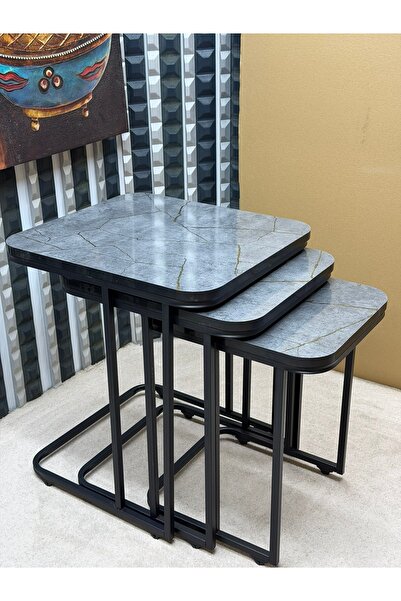 sandıkçı HACI HAFIZ Tekerlekli zigon sehpa takımı. Metal ve ahşabın eşsiz uyumu