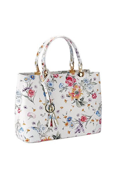 SOFILINE Geantă albă cu imprimeu floral din piele naturală B-1330 M9