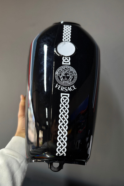 Banxtre CG Motosiklet Deposu için Versce Desenli Depo Sticker (Ön ve Arka 2 P...