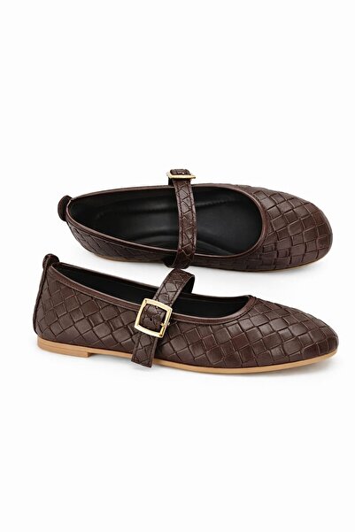 Slipcat Дамски балетни пантофки Класически плетен кожен модел Гъвкавост и еле...