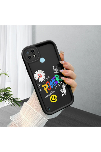 ucuc مادة السيليكون المتوافقة مع Realme C21، مقاومة للصدمات، لون أسود، نمط عصري