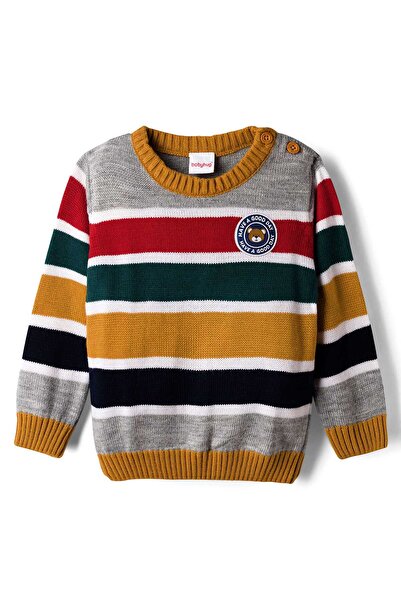 Babyhug كنزة صوفية محبوكة بأكمام طويلة مخططة - متعددة الألوان