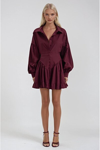 Lijuri Pile and Button Detailed Shirt Skirt Set 10309