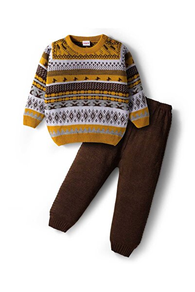 Babyhug Knit Full Sleeves Pullover Sweater & Pants Set with Fair Isle Design ...