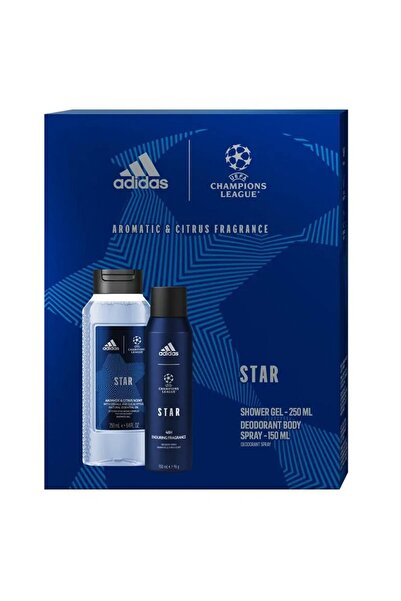 adidas Set 2 x Uefa Star Men's Gift Box, Shower Gel 250 ml, Deodorant Spray 1...