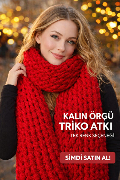 Aurabellaa KIRMIZI YUMOŞ ATKI TRİKO + HEDİYELİ