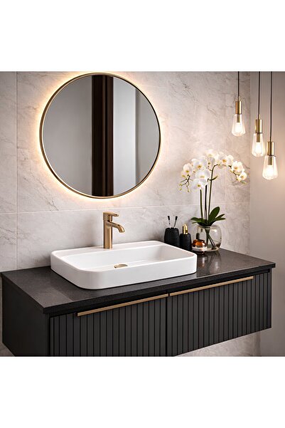Turavit Loft Dikdörtgen Tezgâh Üstü Batarya Delikli Beyaz Lavabo 60x40 Cm LFT0710