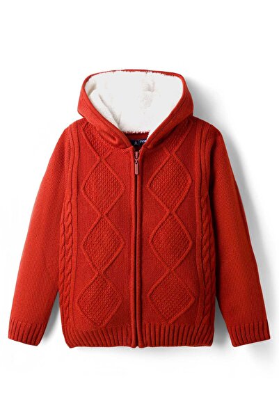 Pine kids Knit Full Sleeves Front Open Hooded Sweater with Cable Knit Design ...