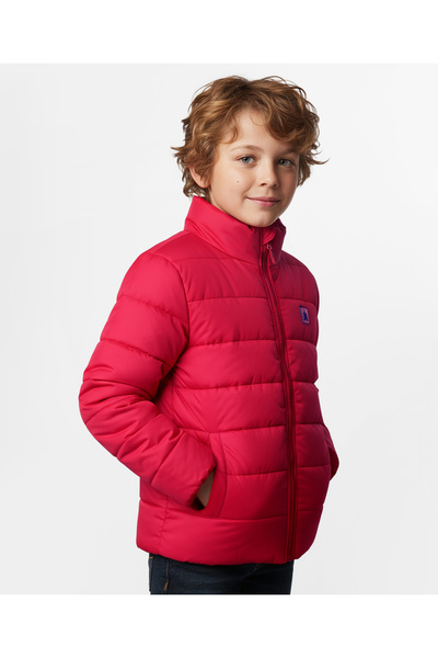 Pine kids Woven Full Sleeves Front Open Quilted Jacket with High Neck - Pink