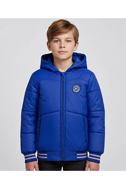 Pine kids Woven Full Sleeves Hooded Jacket with Lining & Pockets - Blue