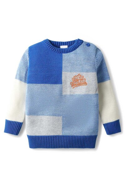 Babyhug Knit Full Sleeves Pullover Sweater with Color Block & Text Embroidery...