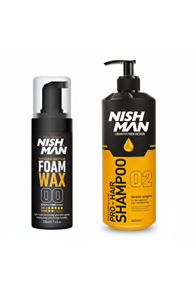 NISHMAN SAÇ ŞEKİLLENDİRİCİ KÖPÜK WAX HACİM VERİCİ - 150 ML 3 ADET/ + 400 ML T...