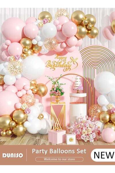 DOMEET Balloon Garland Arch Kit, 121 PCS Pink and Gold Balloon Garland Pastel...