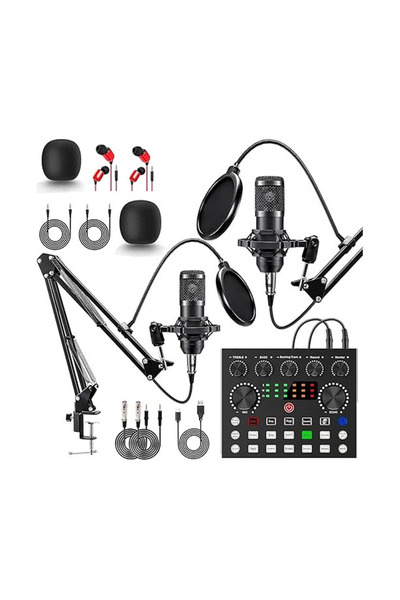 WOTOBE BM800 Mikrofon ve V8S Ses Kartlı Podcast Ekipman,Kayıt,Yayın,Canlı Yay...