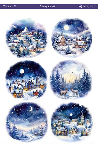 MirayDesign 1 foaie de autocolante cu tematică de iarnă 12*17 cm pentru album...