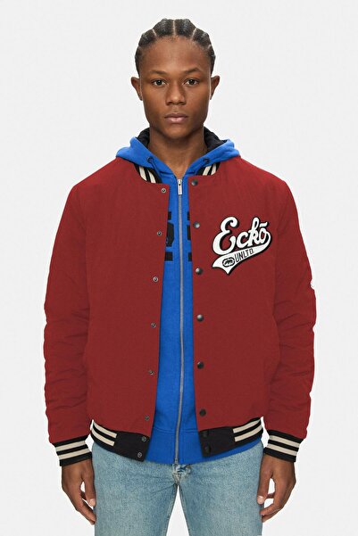 ecko unltd. Crocker Red Printed Embroidered Loose Fit Men's College Coat