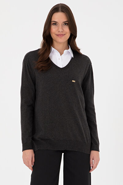 U.S. Polo Assn. Women's Anthracite Basic Sweater 50313598-Vr006