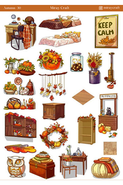 MirayDesign 1 Foaie de autocolante cu tematică de toamnă, 12*17 cm, pentru al...