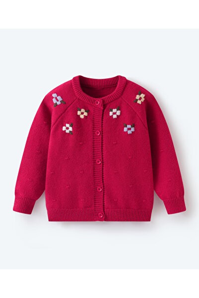 SAPS Floral Embroidered Cardigan - Red