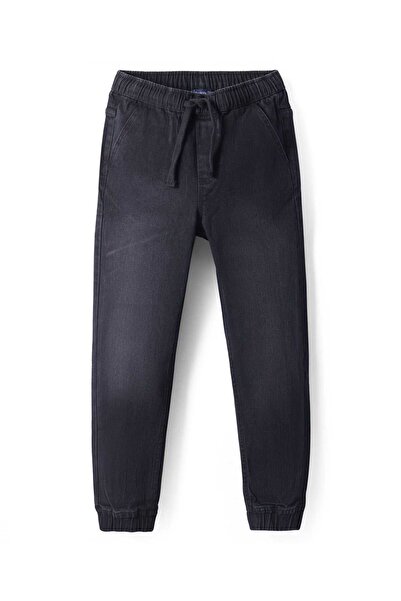 Pine kids بنطال جينز مغسول بطول كامل من قماش الدنيم المنسوج - أسود